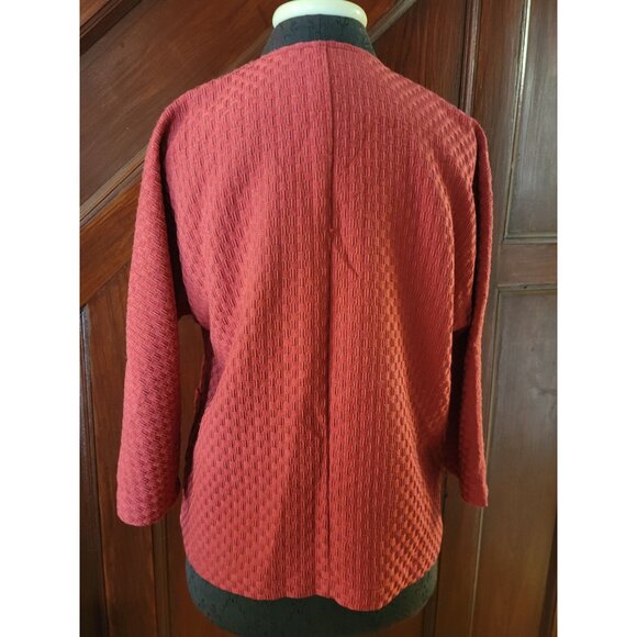 Chicos Womens Red orange  Textured Open Front Cardigan Jacket With Pockets Size - Picture 2 of 5